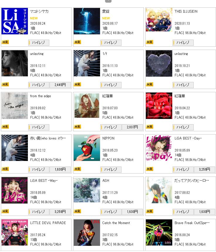 [Mora]LiSA 织部里沙 - Hi-Res 全集 2014-2020的这里都全了(新增play the world)[FLAC/24/48/96]