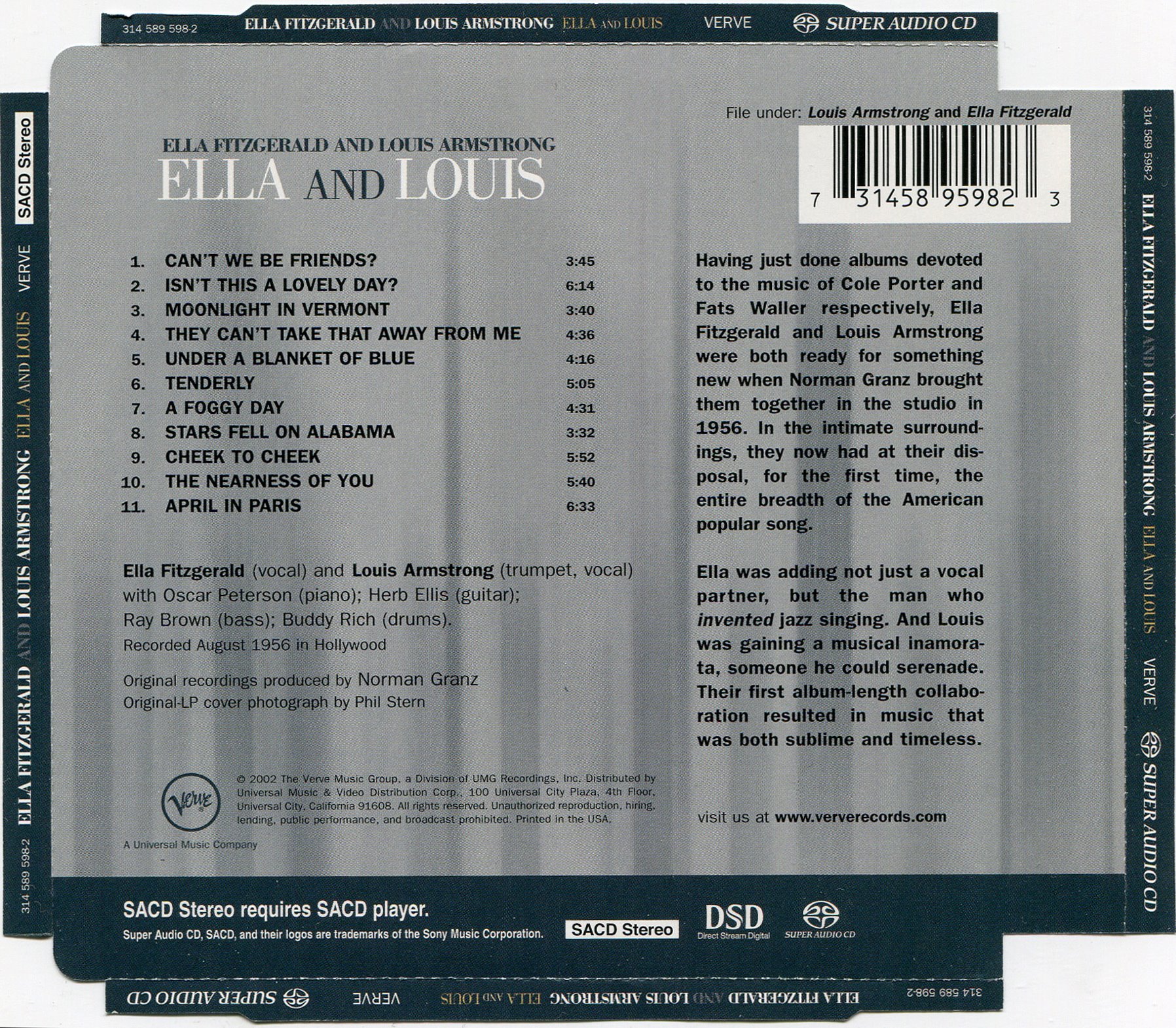 【Ella Fitzgerald&amp;Louis Armstrong】Ella and Louis （Jazz SACD）