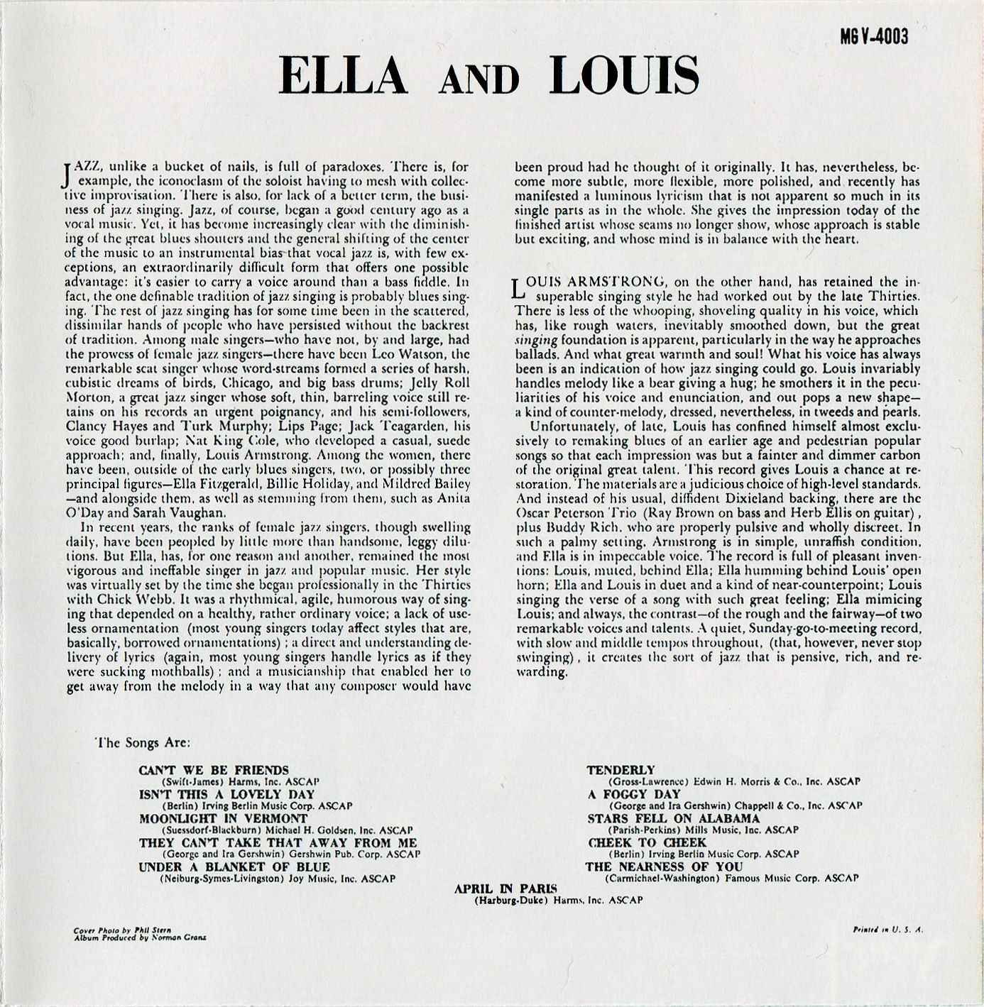 【Ella Fitzgerald&amp;Louis Armstrong】Ella and Louis （Jazz SACD）